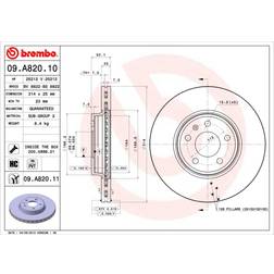 Brembo 09.A820.11 Coated Disc Line 25 mm 5 Ventilación Interna Revestido