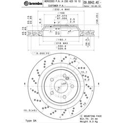 Brembo 09.B842.41 Coated Disc Line 26 mm 5 Perforé/Ventilé De L'Intérieur Revêtu À Haute Teneur En Carbone