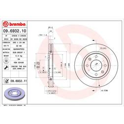 Brembo Coated Disc Line 09.6932.11 24 mm 4 Ventilación Interna Revestido 09.6932.11 4246L9