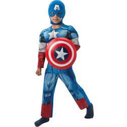 Rubies Captain America DeLuxe Dräkt med Huva & Sköld