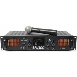 Skytec 300vhfmp3 Amplificateur Professionnel, 2x 150 Watts, Microphone Sans Fil