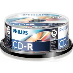 Philips Supporto registrabile CD CR7D5NB25/00 CD-R 52x 700 MB 25 Pacco Spindle 120mm 1,33 Ora Tempo di registrazione massimo