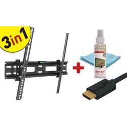 Barkan 3 In 1 Combo Supporto A Parete Tv Piatto Curvo Pulisci Schermo + Cavo Hdmi Cm310+ 29-65 '' Nero