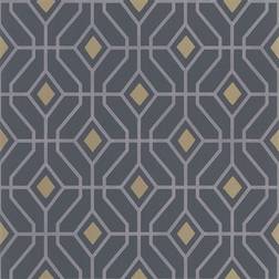 Designers Guild Gittertapete Laterza von Graphite gris/or