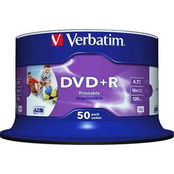 Verbatim DVD+R No ID Brand 4.7GB 16x Spindle 50-Pack Wide Inkjet