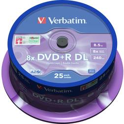 Verbatim DVD R Double Layer 8x Matt Silver 25pk Spindle, DVD R DL, 120 mm, Akseli, 25 kpl, 8,5 GB