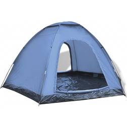 vidaXL Tente de 6 Personnes de Camping Couche Imperméable Portable Tissu et Fibre de Verre Bleu et Jaune