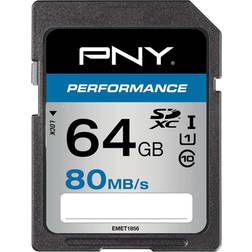PNY Sdxc Performance 64gb Class 10 U1 R 80mb S W 20mb S