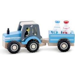 New Classic Toys tracteur Little Driver24 cm bois bleu 4 pièces