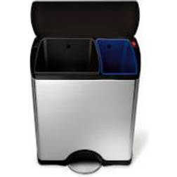Simplehuman Rectangular Recycler Pedal Bin with Plastic Lid 46L