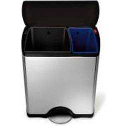 Simplehuman Rectangular Recycler Pedal Bin with Plastic Lid