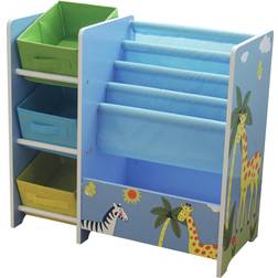 Liberty House Toys Safari Book Display with Storage & Fabric Bins