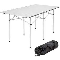 tectake tavolo da camping in alluminio 140x70x70cm, pieghevole grigio da