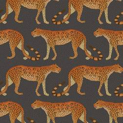 Cole & Son Leopard Walk Wallpaper Ardmore Collection Roll Charcoal Orange 109/2008