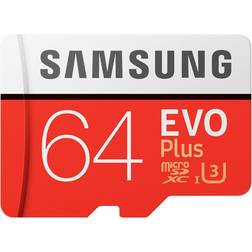 Samsung Carte Micro SD Evo Plus 64 Go avec adaptateur SD Classe 10 Blanc