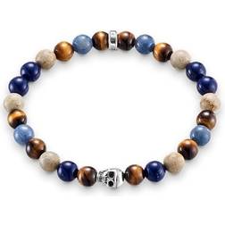 Thomas Sabo Rebel at Heart Skull Bracelet - Silver/Beige/Dark Blue/Brown/Light Blue