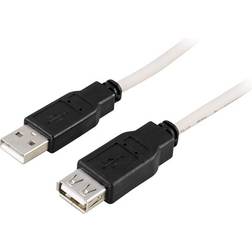Deltaco USB A - USB A M-F 2.0 0.1m