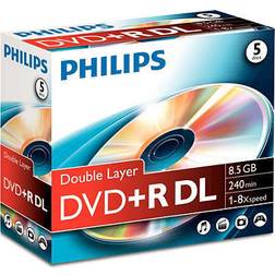 Philips DR8S8J05C 5 x DVD R DL 8.5 Go (240 minutes) 8x boîtier CD