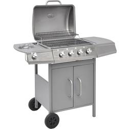 vidaXL Barbecue E Griglia A Gas 4+1 Fornelli Nero e Argento