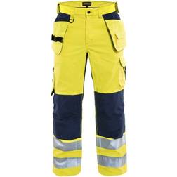 Blåkläder Riipputaskuhousut 1565 Highvis, huomiokeltainen/sininen, koko