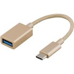 Deltaco USB C - USB A 3.1 Adapter M-F 0.2m