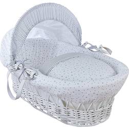 Clair De Lune Stars & Stripes Wicker Moses Basket 11.8x26.8"