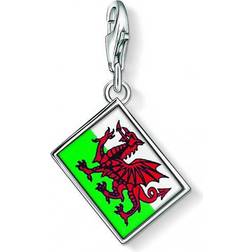 Thomas Sabo Charm Club Flag Wales Charm Pendant - Silver/Green/Red/White
