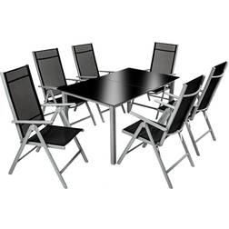 tectake Garden Table and chairs furniture set 6+1