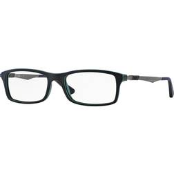 Ray-Ban RB7017 Monture Noir sur Vert Verres Incolore 54-17