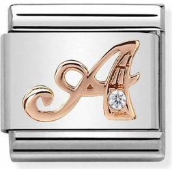 Nomination Composable Classic Link Letter A Charm - Silver/Rose Gold/Transparent