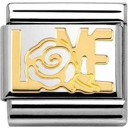 Nomination Composable Classic Link Love with Rose Stainless Steel/Gold Charm (030121/24)