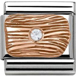 Nomination Composable Classic Link Rose Gold Lines with Stone Charm - Silver/Rose Gold/White