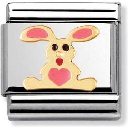 Nomination Composable Classic Link Pink Rabbit Charm - Gold/Pink