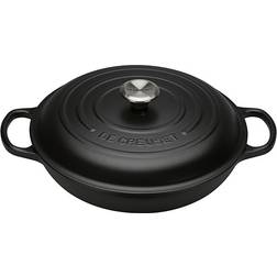 Le Creuset Satin Black Signature Cast Iron Round med låg