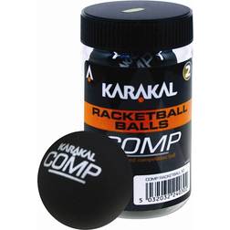 Karakal Competition Ball Black Squash Court Rubber Racketball Tub Confezione da 2