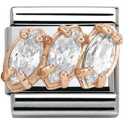 Nomination Composable Classic Link Trilogy Charm - Silver/Rose Gold/White