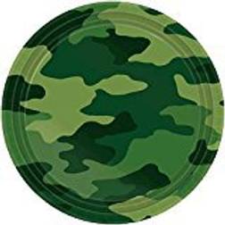 Amscan Camouflage Paper Plates Disposable Dinnerware