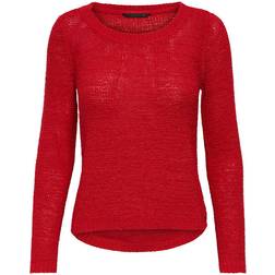 Only Solid Knitted Pullover - Red/High Risk Red