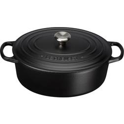 Le Creuset Satin Black Signature Cast Iron Oval med låg 27cm