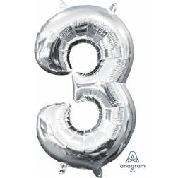 Amscan Foil Balloon MiniShape Number 3 Silver