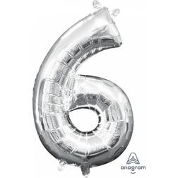 Amscan Number 6 Balloons Silver