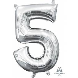 Amscan Number 5 Balloons Silver