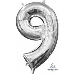 Amscan Number 9 Balloons Silver