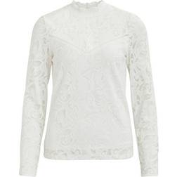 Vila Lace Long Sleeved Top - White/Cloud Dancer