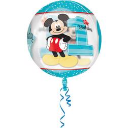 Amscan Foil Ballon Mickey Mouse 1st Birthday Boy Clear Orbz 5-pack