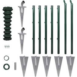 vidaXL Chain-Link Fence Set with Posts Spike Anchors 150cmx15m