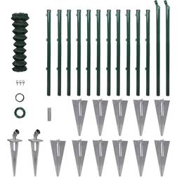 vidaXL Chain-Link Fence Set with Posts Spike Anchors 100cmx25m