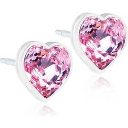 Blomdahl Heart Earrings 6mm - White/Pink