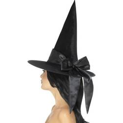 Smiffys Deluxe Witch Hat Black with Bow