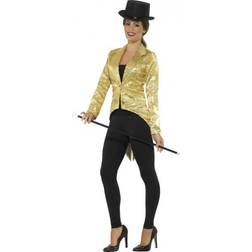 Smiffys Sequin Tailcoat Jacket Ladies Gold